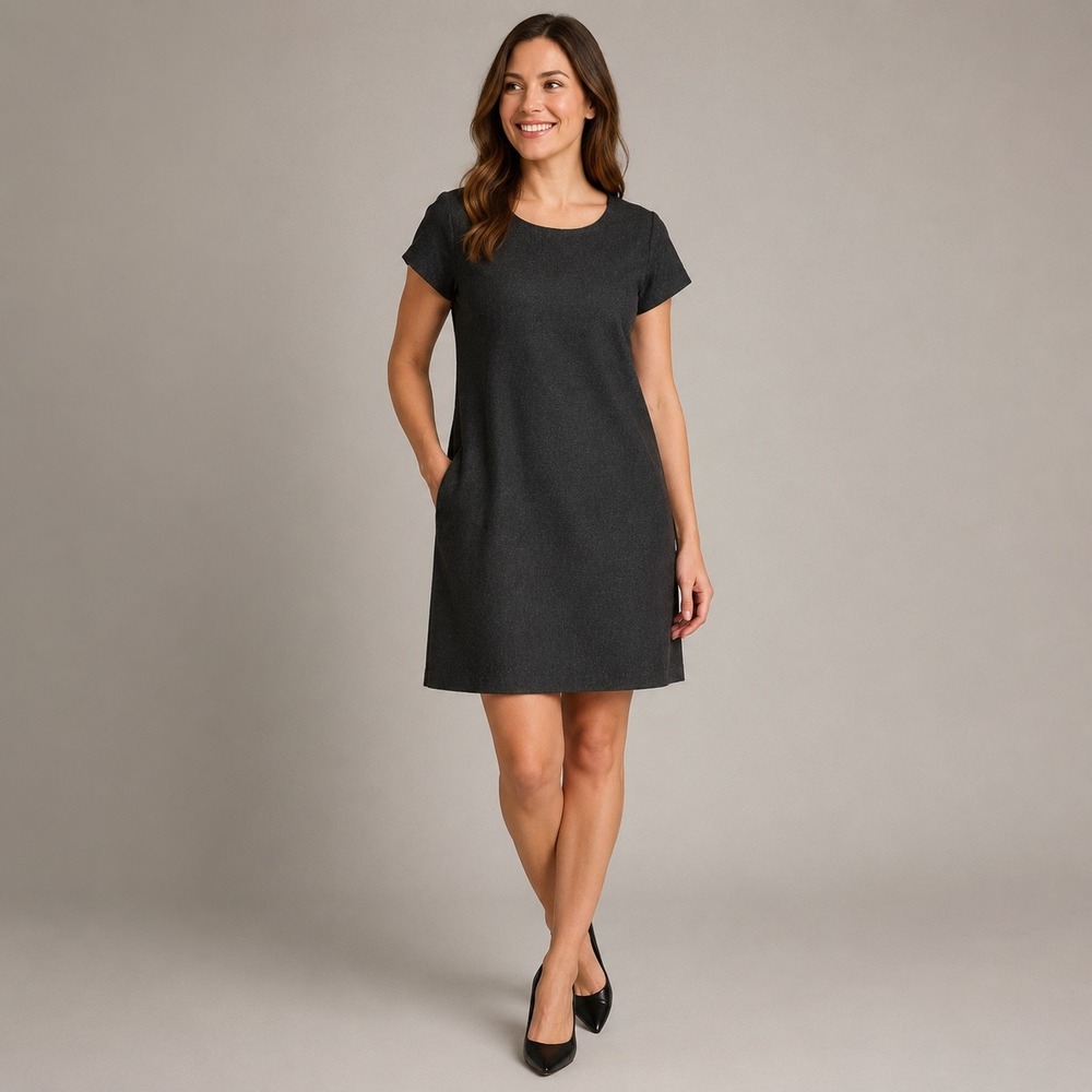 Charlotte Brody Dress Size‎ 10 Gray Wool Shift Sheath Career Minimalist